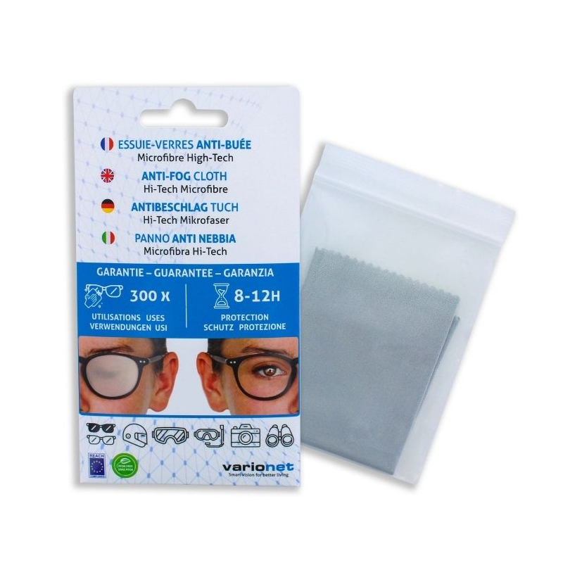 Essuie-verres Microfibre Anti-Buée VARIONET Gris - Format 15 x18cm