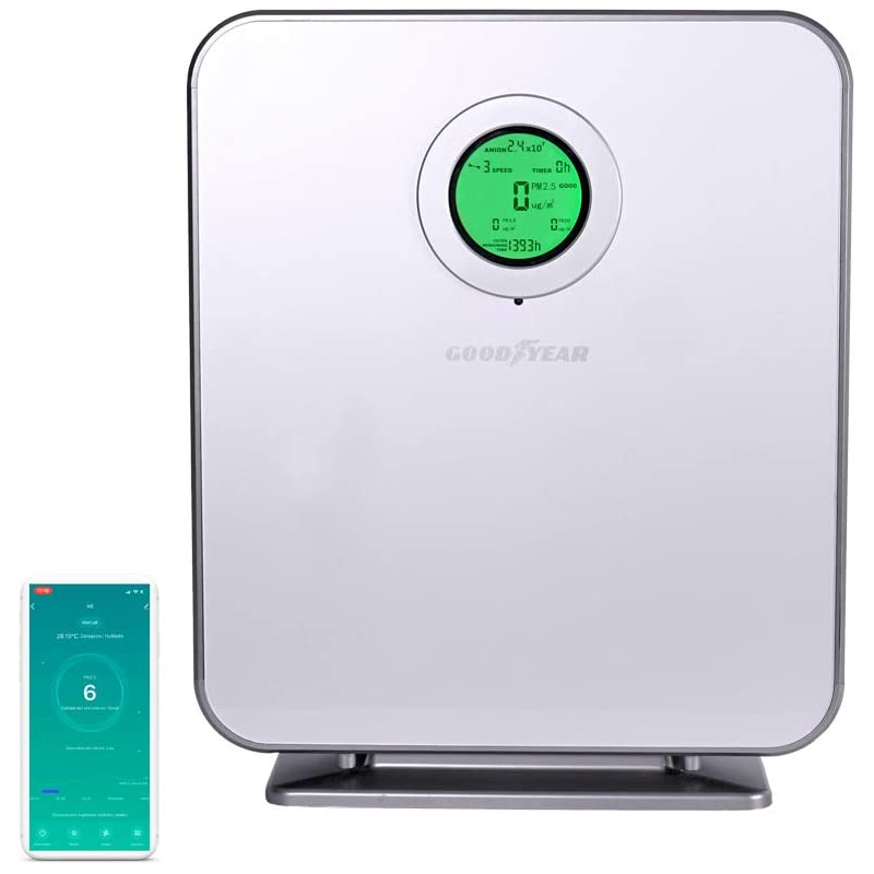 Purificateur d'air à UV à 6 niveaux, ioniseur, Wi-Fi, filtre HEPA H13, Purification de l'air