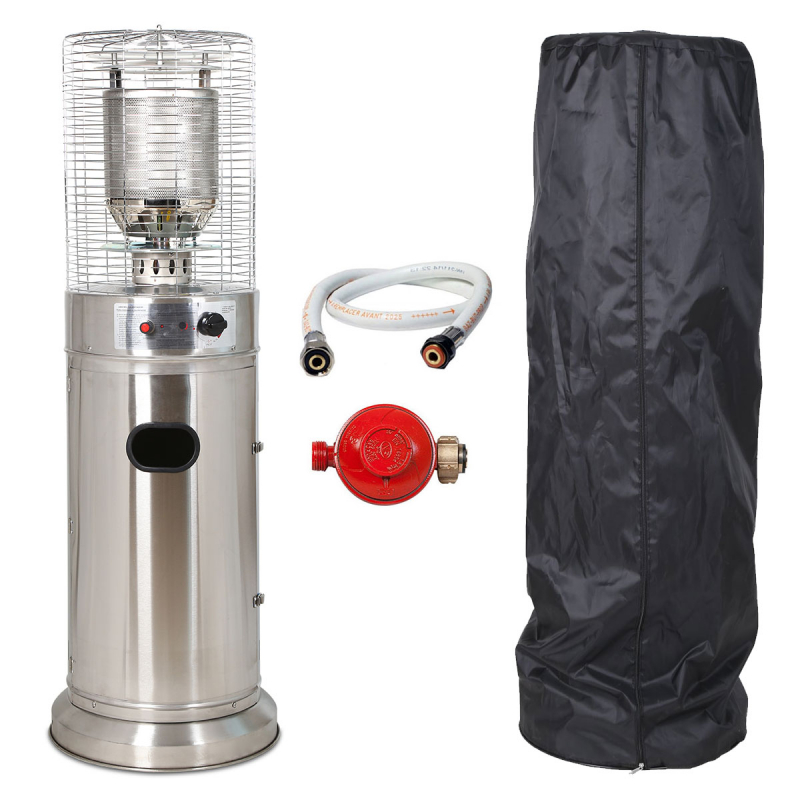 Parasol chauffant gaz, chauffage exterieur gaz, chauffe terrasse gaz -  Modell THG 14000 Patioheater, avec grille de protection, métal, noir 