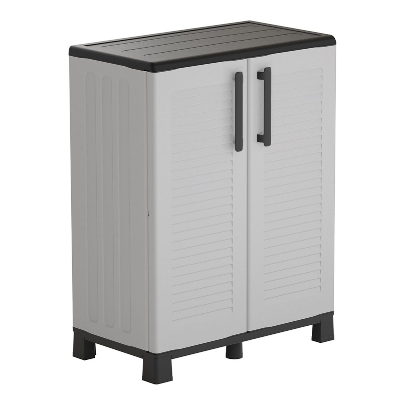 Armoire de rangement Gris 68 x 37 x 90cm 2 portes 2 Etagères